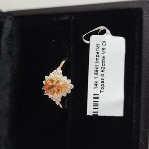 Imperial Topaz and Diamond Ring